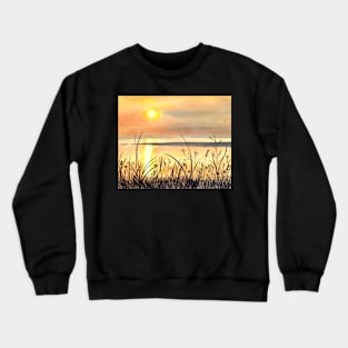 Sunset by the Water Watercolor Painting Crewneck Sweatshirt